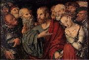 Lucas Cranach the Younger Christ and the Woman Taken in Adultery oil painting reproduction